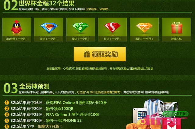 fifa3世界杯预测活动100%送QQ会员，黄红钻以及Q币等