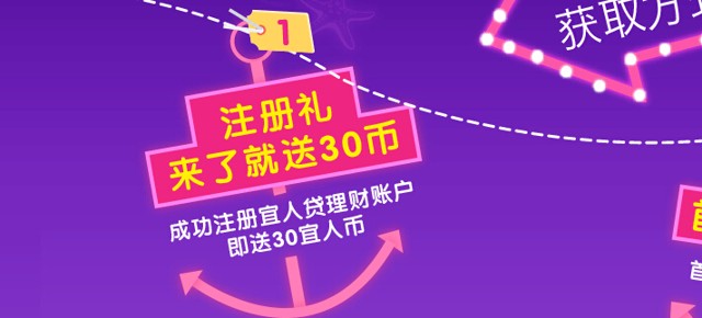 宜人贷注册100%送30宜人币 充70投月标到期提现100元