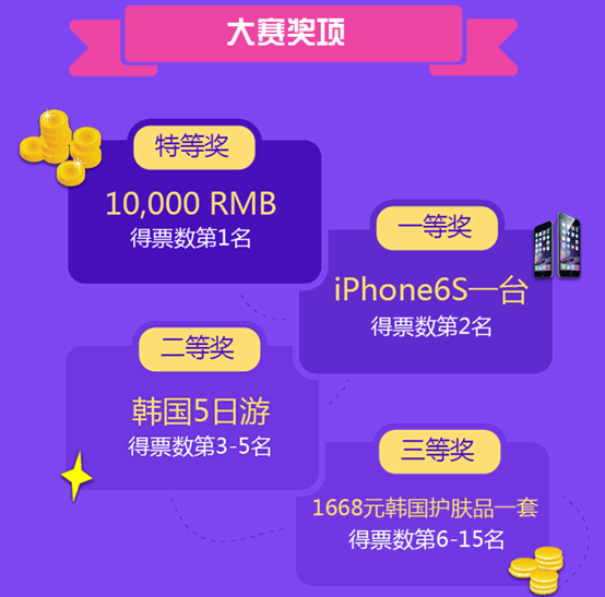 锦韩官方商城微信投票互动送现金红包，iphone6s韩国游等大奖