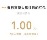 翼支付贵州春日赏花大赏抽最高50元微信红包 亲测中1元